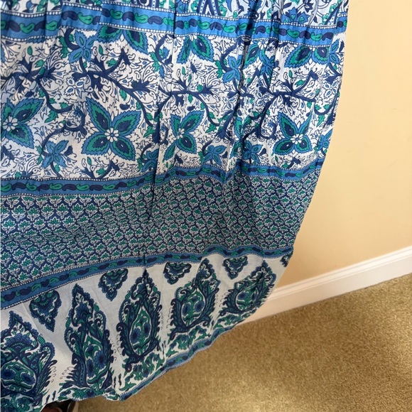 Vintage Saybury Dress cotton boho block print blue green size M NWT - Picture 5 of 6